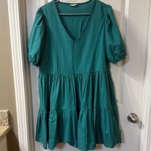 a.n.a Teal Puff Sleeve Mini Dress